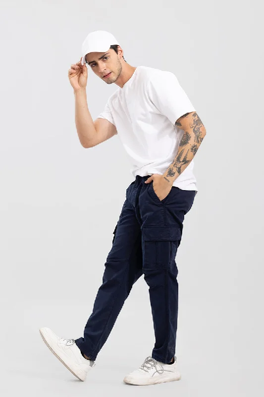 Whis Navy Tapered Cargo Pant