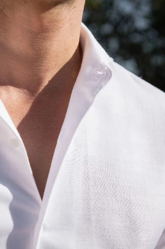 White chambray cotton shirt - Made in Italy