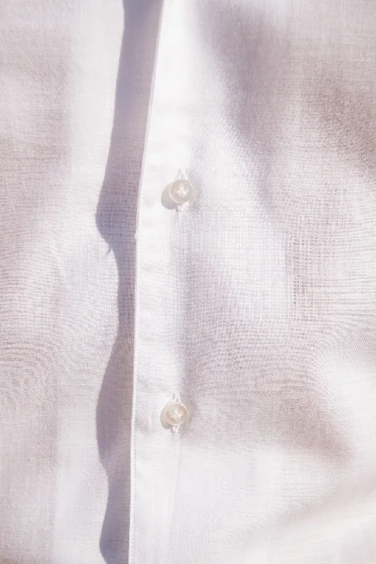 White chambray cotton shirt - Made in Italy