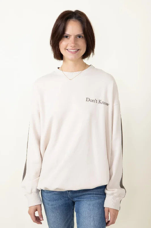 1897 Active Don’t Know Don’t Care Sweatshirt for Women in Beige Fossil | GT883-BEIGEFOSSIL