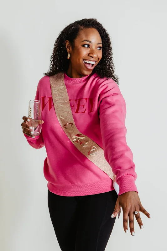 1897 Active Embroidered Wifey Sweatshirt for Women in Pink | GT078-BUBBLEGUM-WEB