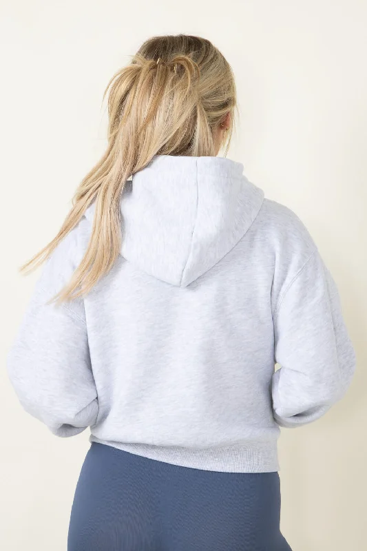 Half Zip Fleece Hoodie for Women in Ice Grey | JK350-ICEGREY