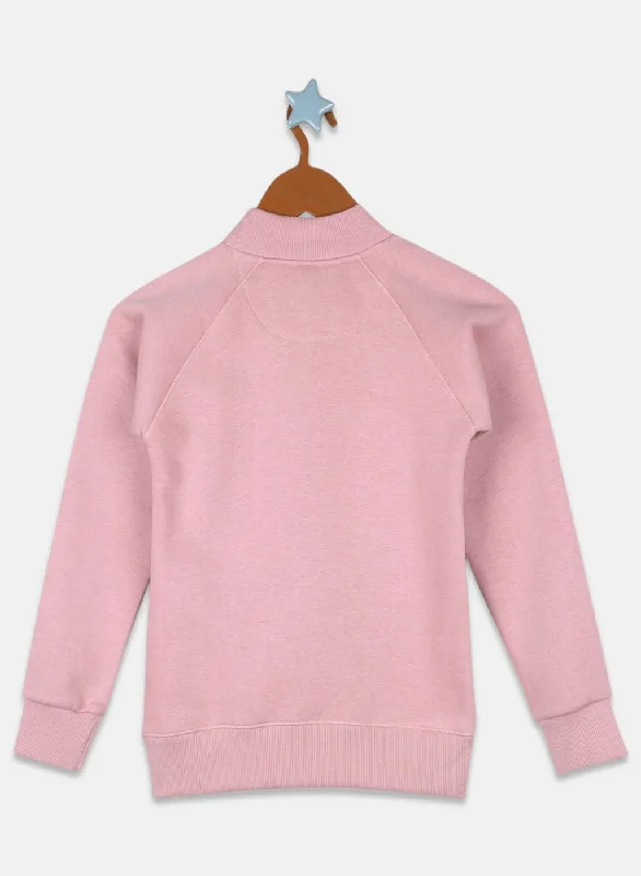 Girls Pink Printed Sweatshirt