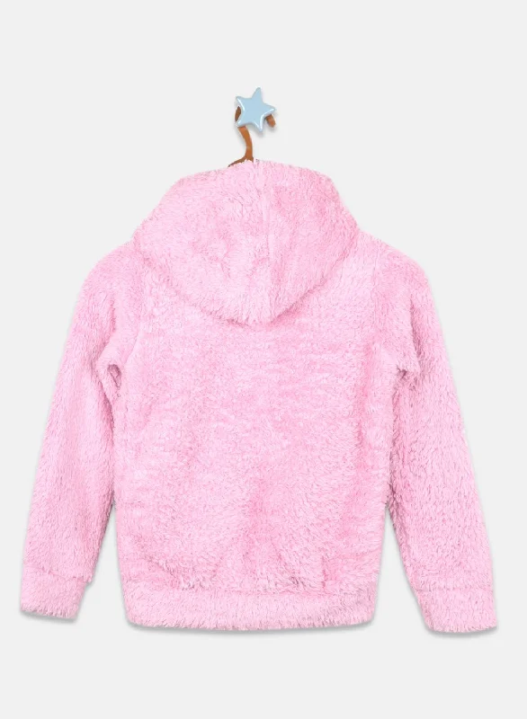 Girls Pink Solid Sweatshirt