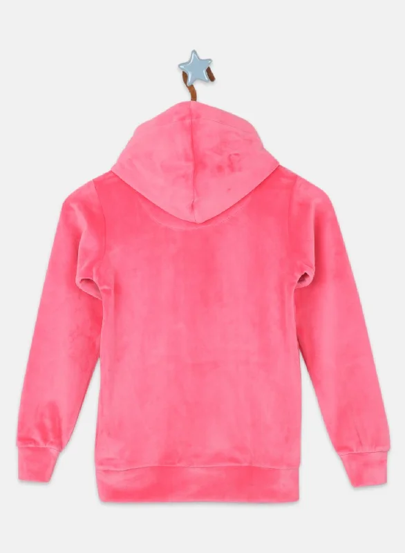 Girls Pink Solid Sweatshirt