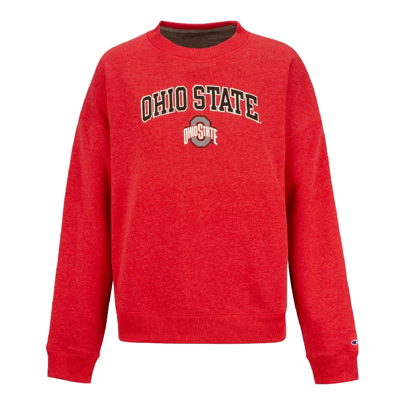 Ladies Ohio State Buckeyes Triumph Arched Buckeye Nation Crew Neck Sweatshirt