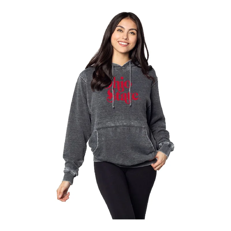 Ladies Ohio State Buckeyes Throwback Charcoal Hoodie