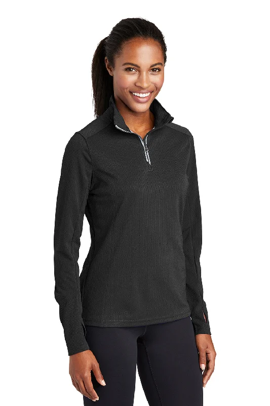 Sport-Tek Womens Sport-Wick Moisture Wicking 1/4 Zip Sweatshirt - Black