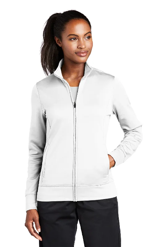 Sport-Tek Womens Sport-Wick Moisture Wicking Fleece Full Zip Sweatshirt - White