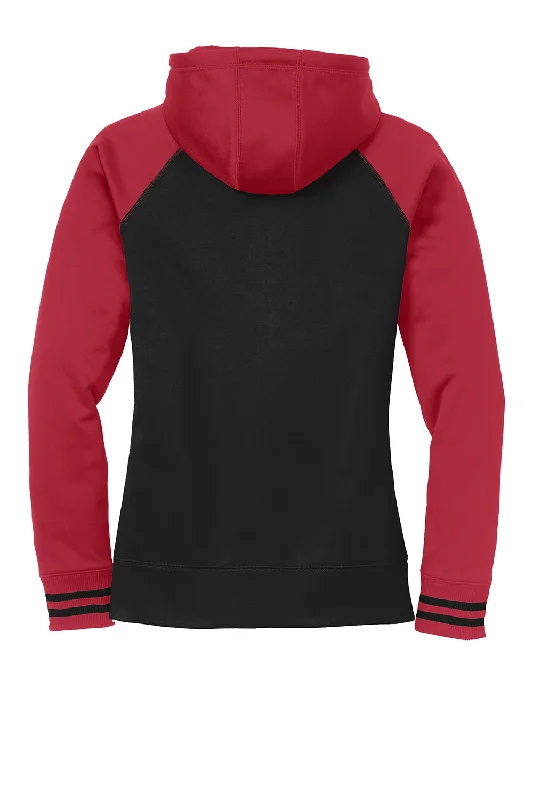 Sport-Tek Womens Sport-Wick Moisture Wicking Fleece Hooded Sweatshirt Hoodie - Black/Deep Red