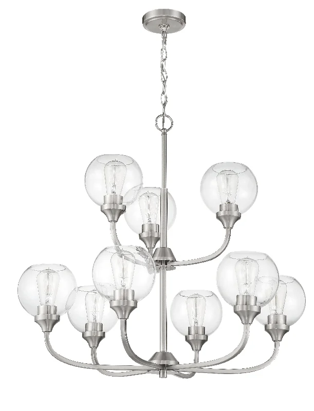 Victorian - Inspired Chandeliers with Ornate DetailsVictorian - Inspired Chandeliers with Ornate DetailsGlenda 9 Light Chandelier in Brushed Polished Nickel