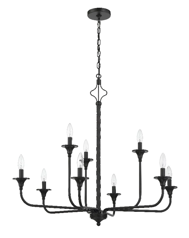 Victorian - Inspired Chandeliers with Ornate DetailsVictorian - Inspired Chandeliers with Ornate DetailsJolenne 9  Light Two-Tier Chandelier in Flat Black
