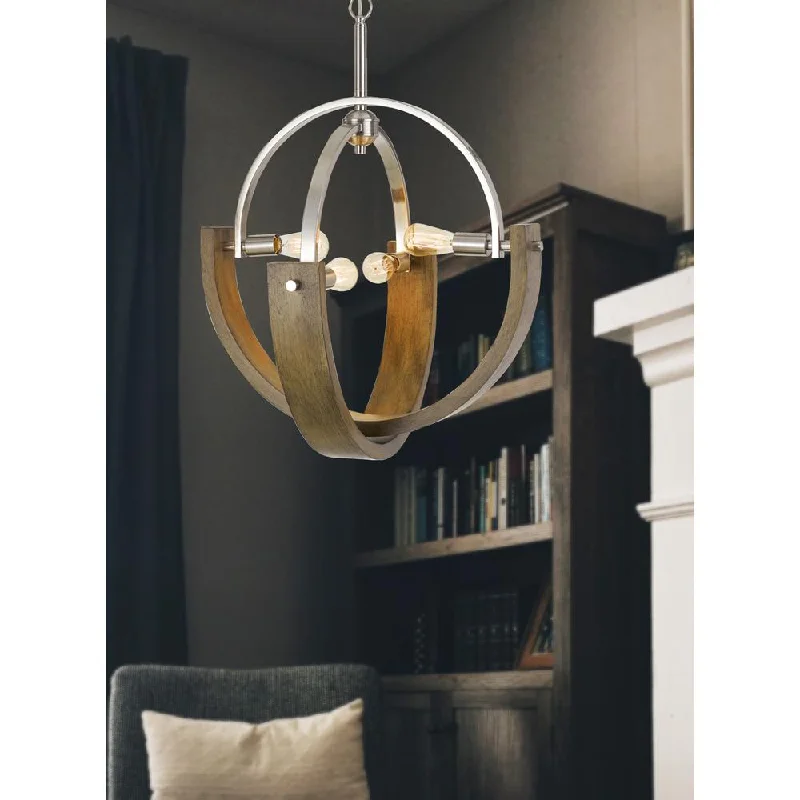 Chandeliers with Metal Frames in Silver FinishChandeliers with Metal Frames in Silver Finish60W X 4 Rauma Metal/Wood Chandelier (Edison Bulbs Are Not Included) By Cal Lighting Chandeliers with Metal Frames in Silver FinishChandeliers with Metal Frames in Silver Finish60W X 4 Rauma Metal/Wood Chandelier (Edison Bulbs Are Not Included) By Cal Lighting