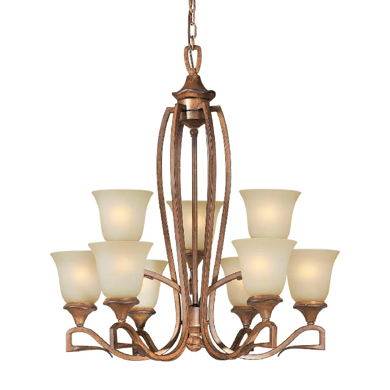 Chandeliers with Metal Frames in Silver FinishChandeliers with Metal Frames in Silver FinishForte Family Number 373 2283-09-41 Chandelier Light - Rustic Sienna