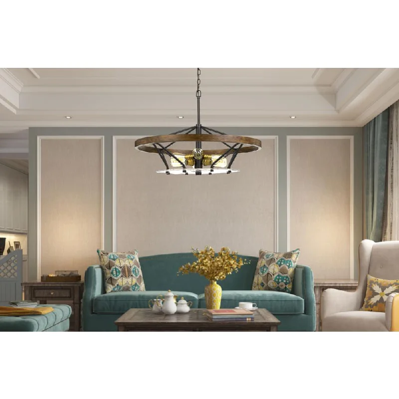 French Country Chandeliers with a Romantic AuraFrench Country Chandeliers with a Romantic AuraSherrill Metal/Wood Chandelier (Edison Bulbs Not Included) By Cal Lighting