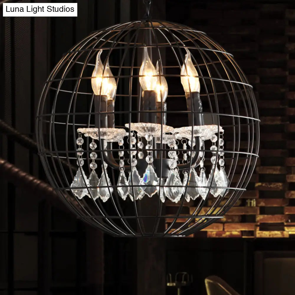Bohemian - Style Beaded Chandeliers for Eclectic DecorBohemian - Style Beaded Chandeliers for Eclectic DecorRustic Spherical Wire Cage Iron Pendant Chandelier with Crystal Drops in Black- Perfect for Restaurants Bohemian - Style Beaded Chandeliers for Eclectic DecorBohemian - Style Beaded Chandeliers for Eclectic DecorRustic Spherical Wire Cage Iron Pendant Chandelier with Crystal Drops in Black- Perfect for Restaurants