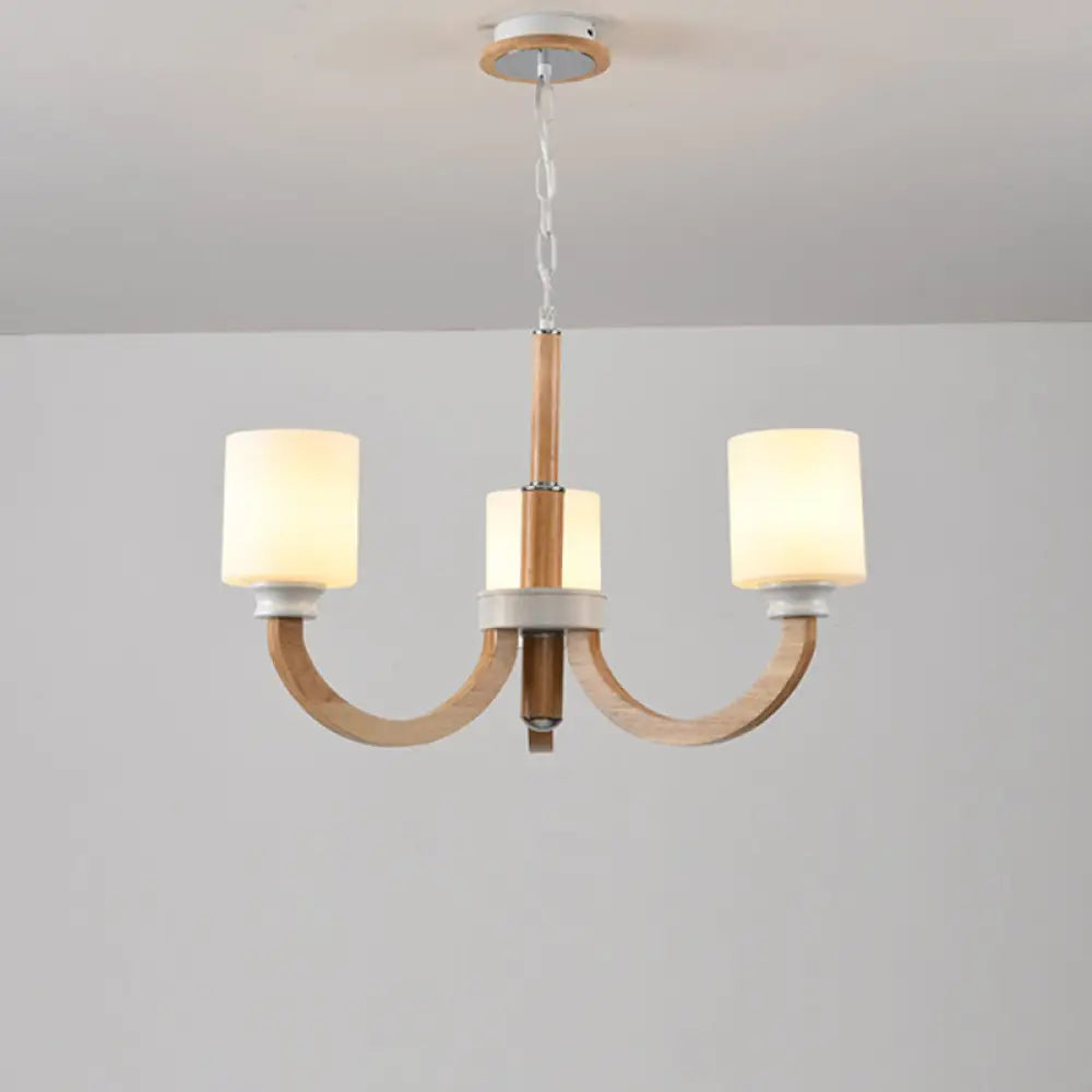 Chandeliers with Murano Glass for a High - End Artistic TouchChandeliers with Murano Glass for a High - End Artistic TouchMinimalist Brown Wooden Chandelier with White Glass Shade