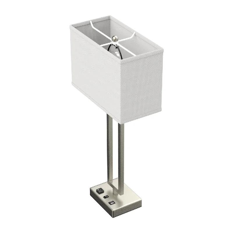 fabric table lamps with a linen shade for a relaxed and breathable lookfabric table lamps with a linen shade for a relaxed and breathable look28" Desk Lamp with USB Port and Outlet, Brushed Nickel Finish and Rectangular White Linen Shade, On/Off Switch