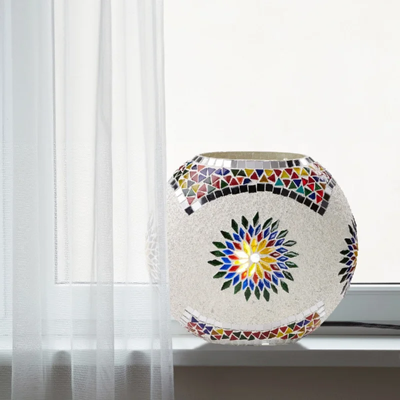 fabric table lamps with a linen shade for a relaxed and breathable lookfabric table lamps with a linen shade for a relaxed and breathable lookAmelia River of Goods White and Multicolor Mosaic Glass Oval Shaped Shade 9.5-Inch Accent Lamp - 9.75" x 5.75" x 9.5"