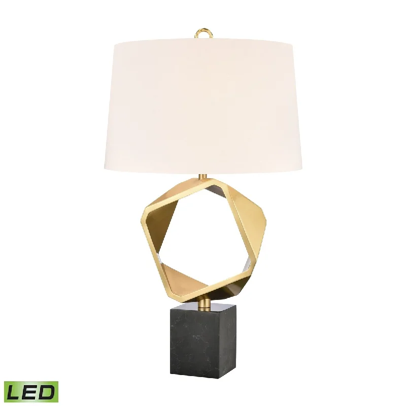 metal table lamps with a matte black finish for a sleek appearancemetal table lamps with a matte black finish for a sleek appearanceElk Home Optical Brass With White Linen Shade 1 Light Table Lamp