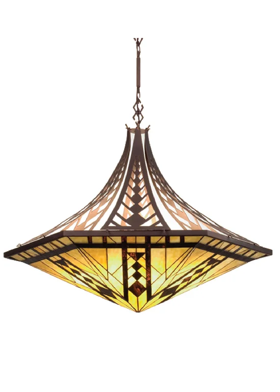 Tropical - Themed Ceiling Lights with Palm - Leaf Shapes and Rattan WrapsTropical - Themed Ceiling Lights with Palm - Leaf Shapes and Rattan WrapsSix Light Inverted Pendant