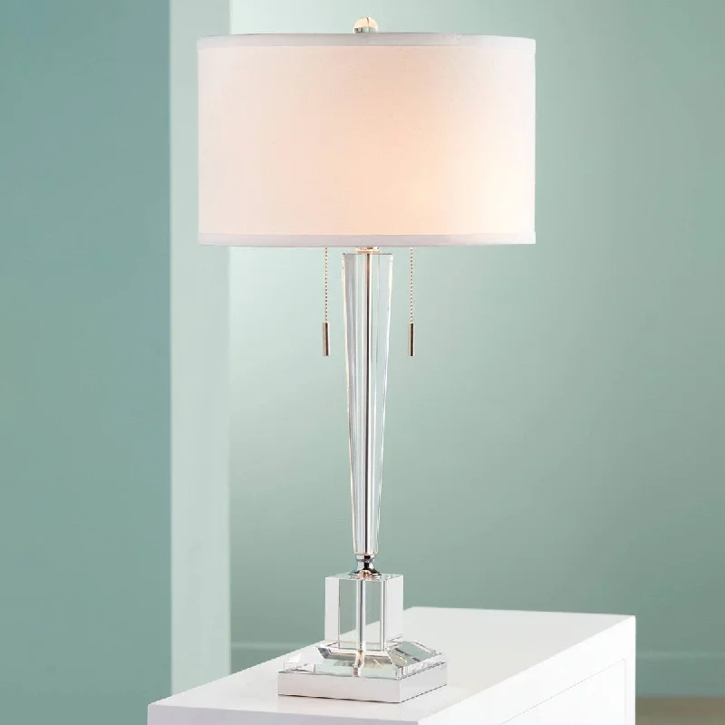ceramic table lamps with hand painted designs for an artistic touchceramic table lamps with hand painted designs for an artistic touchModern Art Deco Table Lamp 30 1/2" Tall Clear Crystal Glass Tapered Column White Drum Shade