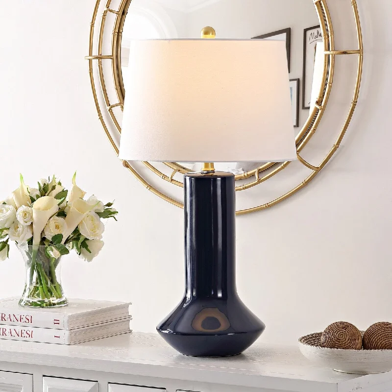 rustic farmhouse table lamps for cozy kitchensrustic farmhouse table lamps for cozy kitchensSAFAVIEH Lighting Gurcu Navy Blue 28-inch Ceramic LED Table Lamp - 15" W x 15" L x 28" H - 15Wx15Dx28H
