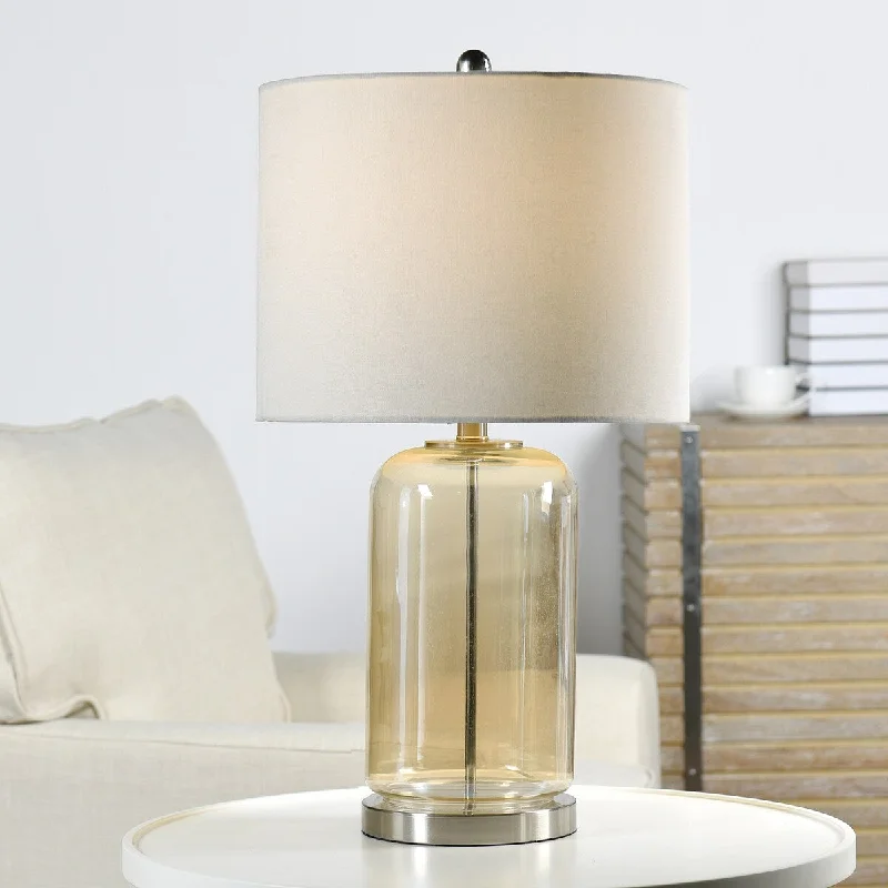 fabric table lamps with a linen shade for a relaxed and breathable lookfabric table lamps with a linen shade for a relaxed and breathable lookStrick & Bolton Alastair Amber Glass Table Lamp