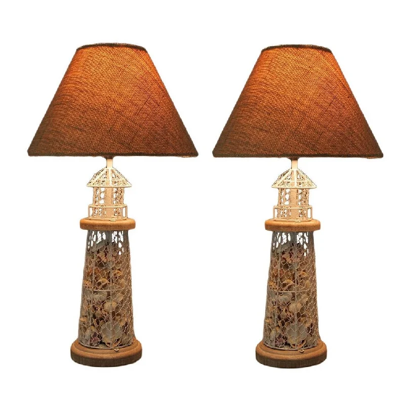 modern minimalist table lamps for contemporary living roomsmodern minimalist table lamps for contemporary living roomsWhite and Grey Metal Real Shell Filled Lighthouse Table Lamp